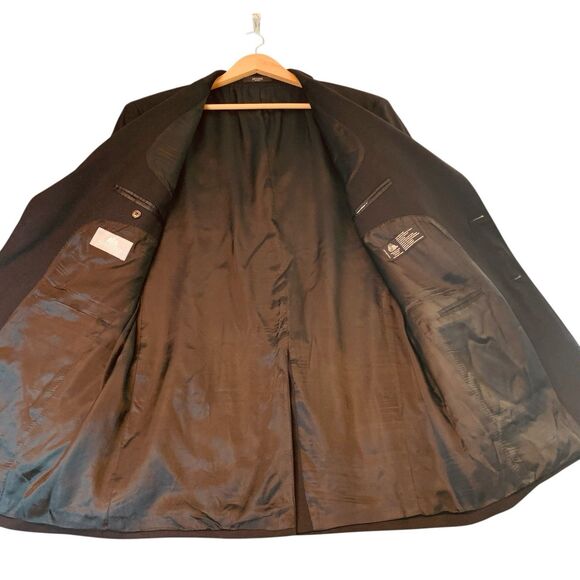 Stafford Executive Blazer 100% Wool Lana Mens 46L Black w/Gray Buttons - Picture 3 of 8